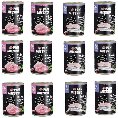 Pan mięsko dla kociąt Mix smaków 12x400g