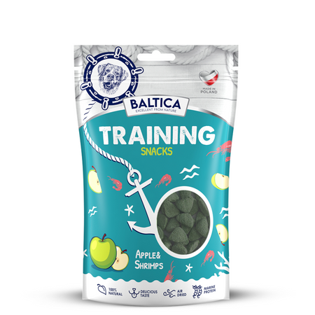 Smaczki treningowe dla psa Baltica Training Snacks Shrimps with Apple 100g