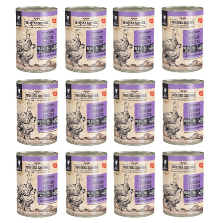 Wiejska Zagroda kurczak z kaczką dla kota 12x400g