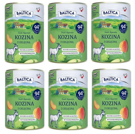 Puszki dla psa Baltica mokra karma kozina z cielęciną 6x400g