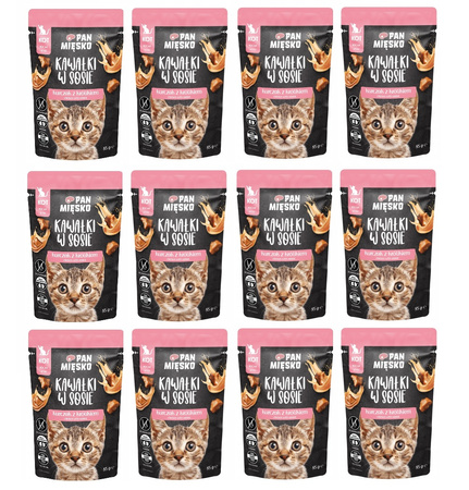 Pan mięsko kurczak z królikiem kawałki w sosie kociak12x 85g