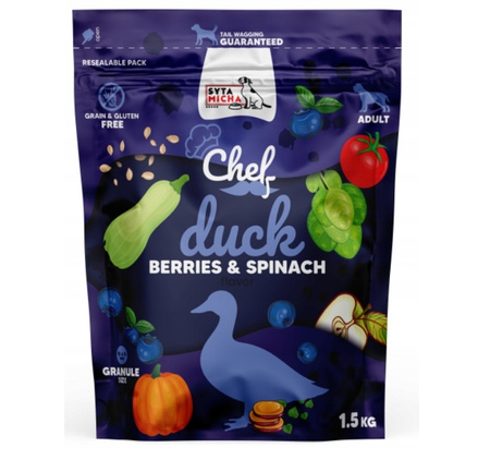 Sucha karma dla psa Kaczka, jagody i szpinak 1.5kg