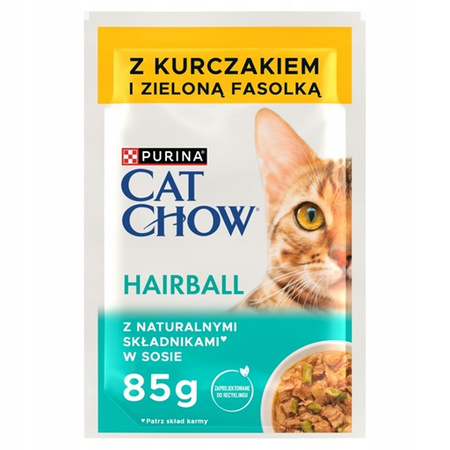CAT CHOW HAIRBALL CONTROL GiG Kurczak Zielona Fasolka w sosie 26x85g