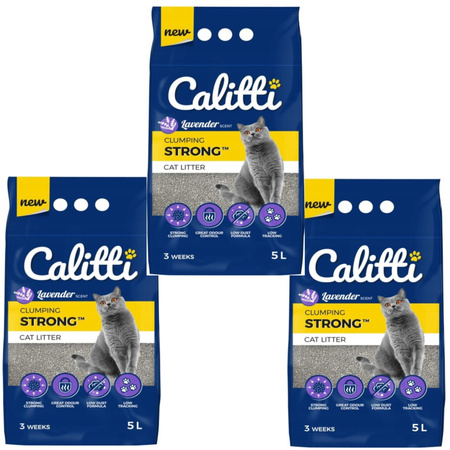 Calitti strong żwirek bentonitowy lawendowy 3x5L