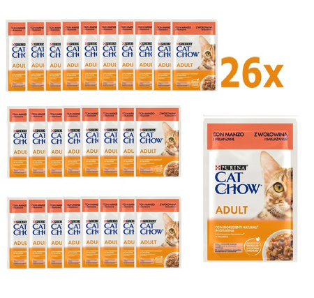 CAT CHOW ADULT Wołowina Bakłażan 26x85g