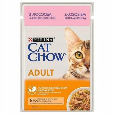 CAT CHOW Adult Karma dla kotów z łososiem i fasolką w galaretce 10x85 g