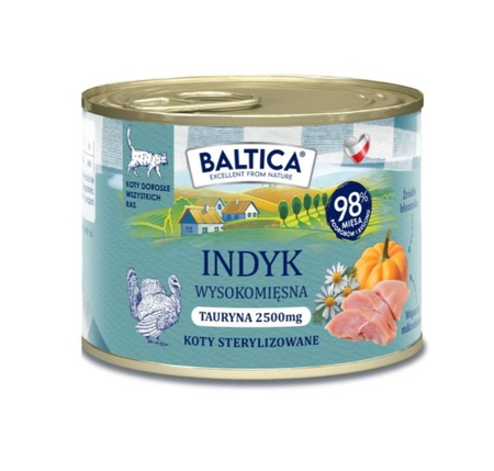 Baltica karma mokra dla kota indyk 12x185g