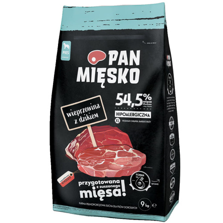 Pan Mięsko wieprzowina z dzikiem chrupki XL 9 kg