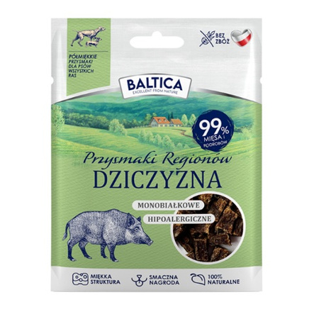 Smaczki dla psa Baltica półmiękkie przysmaki dziczyzna 30g monobiałkowe