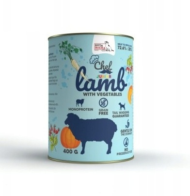 Karma mokra dla szczeniąt mix smaków Syta Micha CHEF 12x400g