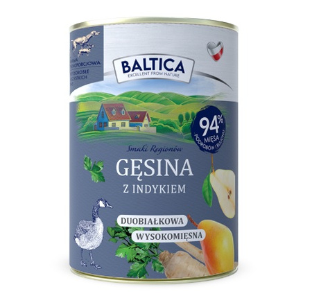 Baltica karma mokra hipoalergiczna Gęsina z indykiem 6x400g