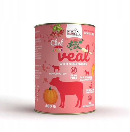 Karma mokra dla szczeniąt mix smaków Syta Micha CHEF 12x400g