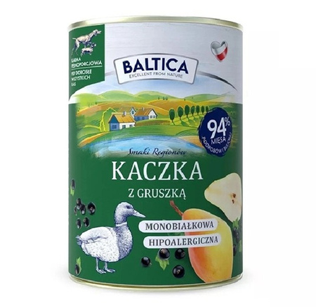 Karma monobiałkowa mokra karma Baltica kaczka z gruszką 400g