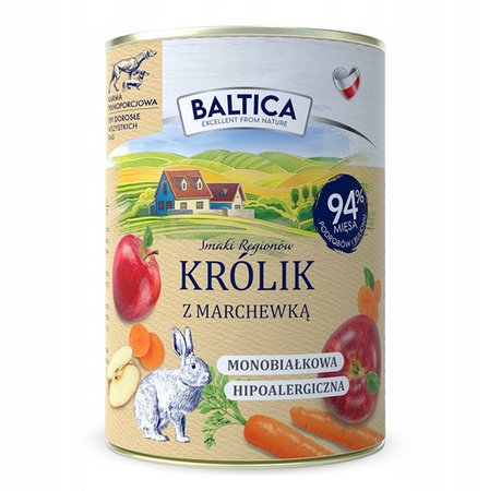 Baltica karma mokra dla psa królik z marchewką 6x400g