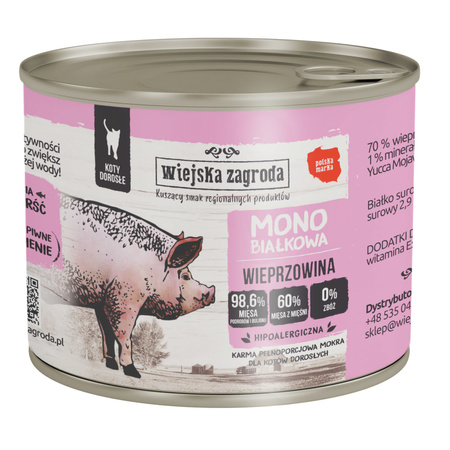 Wiejska Zagroda mokra karma monobiałkowa dla kota wieprzowina 12x200g
