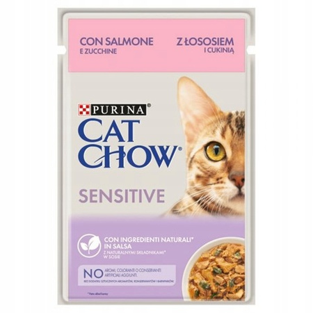 CAT CHOW SENSITIVE Łosoś Cukinia w sosie 26x85g