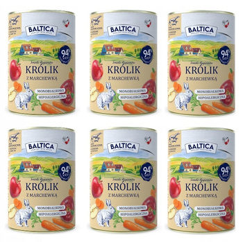 Baltica karma mokra dla psa królik z marchewką 6x400g