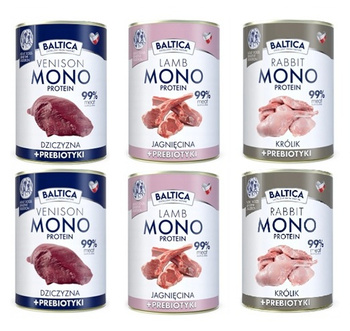 Baltica monobiałkowa karma z prebiotykami mix smak 6x400g