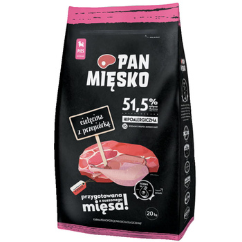Pan Mięsko cielęcina z przepiórką chrupki XS dla szczeniąt 20kg.