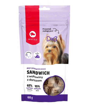 Przysmak dla MAŁEGO PSA sandwich z wołowiny z dorszem 60g