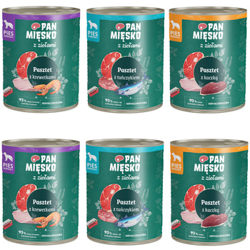 Pan Mięsko z Ziołami Pasztet mix smak karma mokra dla psa 6x800 g