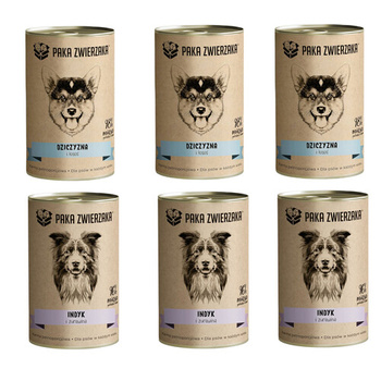 Paka Zwierzaka 6x400g dziczyzna, indyk MIX