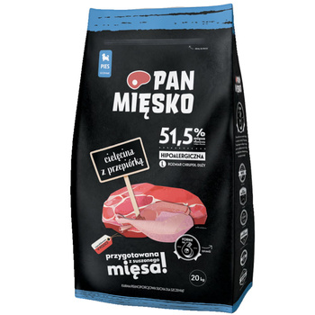 Pan Mięsko cielęcina z przepiórka chrupki L dla szczeniąt 20kg