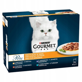 GOURMET PERLE karma mokra dla kota FILECIKI MIX SMAKÓW 12X85g