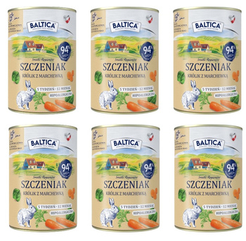Baltica PUPPY karma mokra dla szczeniąt królik z marchewką 6x400g