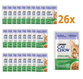 Purina Cat Chow STERILISED karma mokra dla kota jagnięcina fasolka 26x85g