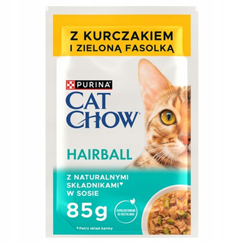 CAT CHOW HAIRBALL CONTROL GiG Kurczak Zielona Fasolka w sosie 85g