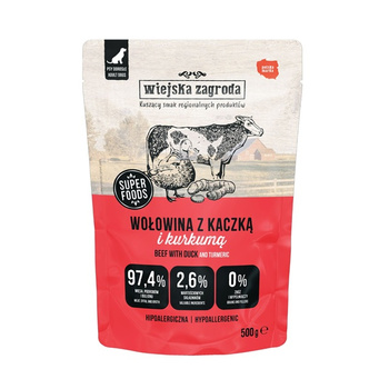 Wołowina z kaczką Karma mokra dla psa Wiejska Zagroda (dorosły) 500g