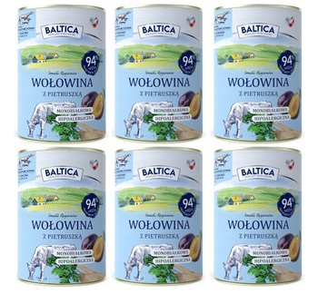 Karma monobiałkowa mokra dla psa Baltica wołowina z pietruszką 6x400g lekkostrawna