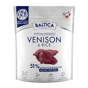 Karma MONOBIAŁKOWA Baltica dziczyzna i ryż Venison&Rice średnie rasy M 1kg