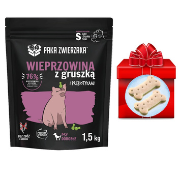 Karma PAKA ZWIERZAKA Wieprzowina z gruszką S 1,5 kg+GRATIS