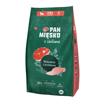 Pan miesko Wołowina z królikiemi i ziołami  chrupki M 20kg