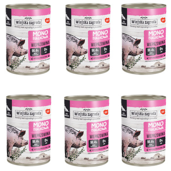 Wiejska Zagroda Monobialkowa wieprzowina 6x400g