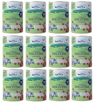 Karma monobiałkowa mokra karma Baltica dziczyzna z żurawiną 12x400g zdrowa