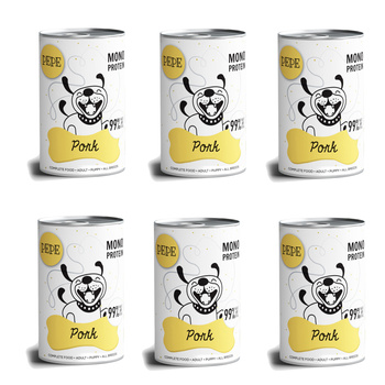 karma monobiałkowa dla psa mokra karma Paka zwierzaka puszka PORK 6x400g jedno białko