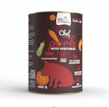 Syta Micha karma mokra dla psa CHEF Wieprzowina z warzywami 400g