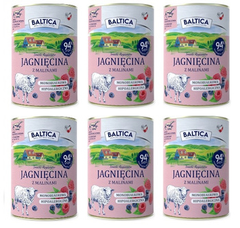 Karma monobiałkowa mokra karma Baltica jagnięcina z malinami 6x400g zdrowa