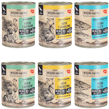 Wiejska Zagroda Mix smaków królik, indyk, ryba 6x800g