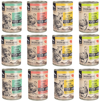 Wiejska Zagroda Mix smaków królik, dorsz, indyk, kaczka 12x400g