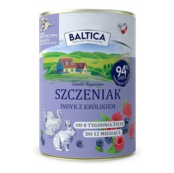 Mokra karma dla szczeniaka Baltica Indyk z królikiem 400g